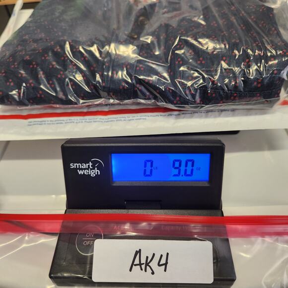 7 DIAMONDS Denim Stretch SS Button Down Mens M Navy Blue Red Geometric  Casual - Picture 10 of 10